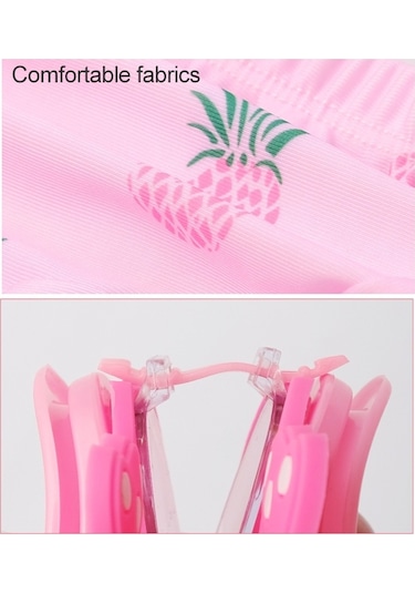 3'ü 1 Arada Çocuk Yüzme Yüzme Şapkası + Yüzme Gözlükleri + Burun Klipsi Kulak Tıkaçları Seti Pembe Ananas Çok Renkli