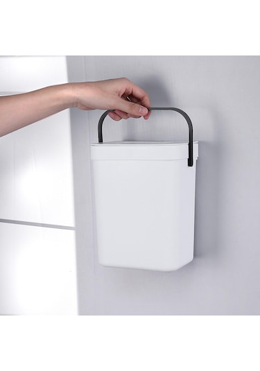 Suntek Modern Atık Çöp Kutusu Duvara Monte Ofis Mutfak Kapağı Beyaz 3l Beyaz