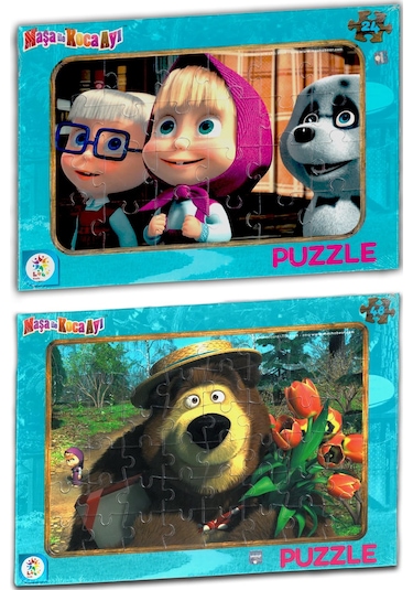 Maşa Ile Koca Ayı 2'Li Frame Puzzle/Yapboz (24+48 Parça)