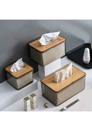 Orta Kahverengi-iskandinav Basit Yaratıcı Şeffaf Doku Kutusu Ev Oturma Odası Kağit Kutu Yüz Kağıt Restoran Masa Peçete Saklama Kutusu