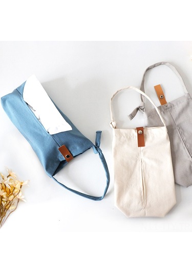 Dianziye Beyaz Kanvas Bez Mendil Kutusu - Otomobil Ve Oturma Odası İçin Asılı Kullanim - Dayanıklı Malzeme - Logo Tasarımı Olanaklı