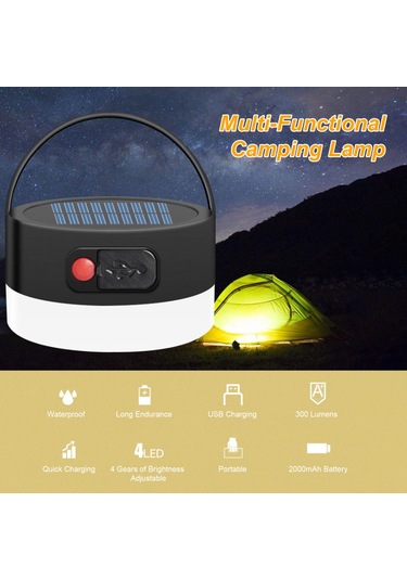 Açık Hava Güneş Kamp Lambası 8 Led Taşınabilir Şarj Edilebilir Su Geçirmez Çadır Işığı Acil Durum/kamp/dağcılık/balıkçılık/gece Pazarı İçin Çok Renkli