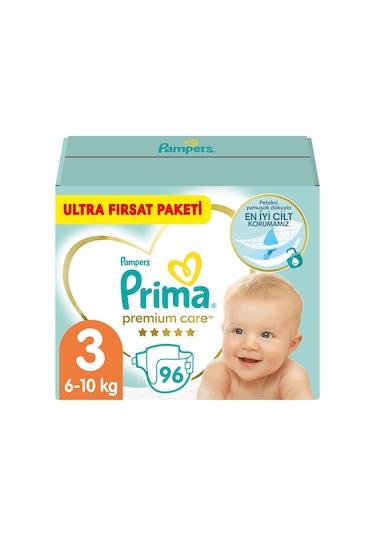 Prima Bebek Bezi Premium Care 3 Beden Fırsat Paketi 96 Adet
