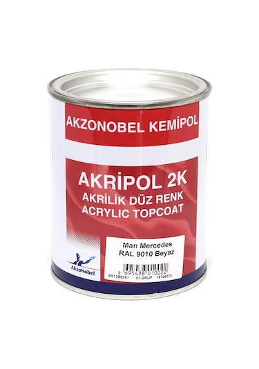 Akzonobel Akripol 2k Düz Renk-ral 9010 Beyaz- 1 Lt.