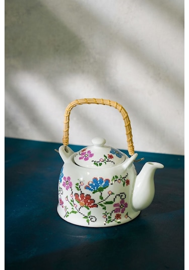 Prydml-2 Miss Betty Emaye Hasır Saplı Porselen Demlik 001