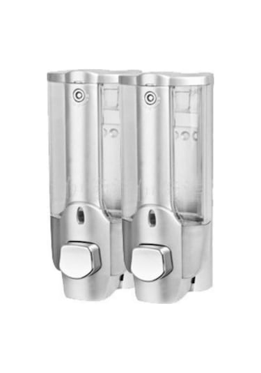 2 Kafa Gümüş-1/2 Adet 350ml Duvara Monte Şampuanlık Sabun Temizleyici Banyo Duş Jeli Deterjan Losyon Pompası Eylem El Ve Ev İçin