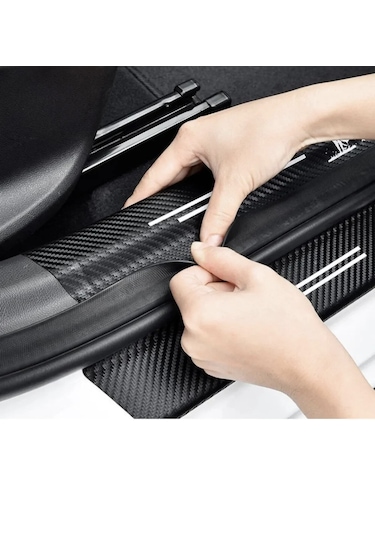 Point Araç İçi Karbon Kapı Eşik Bandı Kapı Eşiği Folyo  Hava Kanallı İthal 4'lü Set -