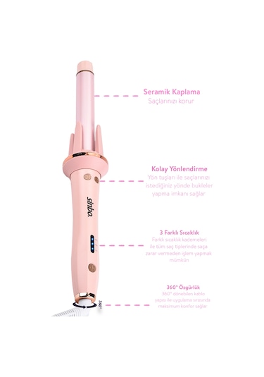 Sinbo Profesyonel Otomatik Kalın Su Dalgası Saç Maşası 25 MM SHD-1709