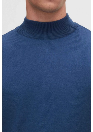 Ds Damat Regular Fit Mavi Pamuk Karışımlı Yarım Balıkçı Triko Kazak 5hf06ort16275 Mavi