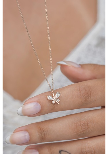 Nereze 925 Ayar Gümüş Rose Minik Yusufcuk Kolye