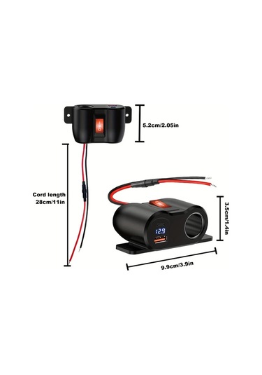 Bluray Usb Tip A - 4.2a 12v Çift Usb Çıkışlı Sigara Çakmak Soketi Güç Anahtarlığı İle, Pd3.0 Usb C Ve Qc3.0 Usb Portlu Araba Şarjı Voltmetreli, Tekne Deniz Kamyonu Utv Rv Araba Golf İçin 12 Volt Güç Adapteri