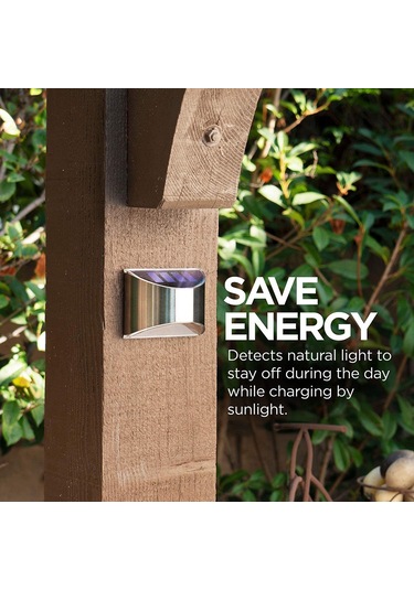 Neevoyu 2 Adet Paslanmaz Çelik Güneş Enerjili Duvar Lambası - Ip44 Su Geçirmez, 8 Saat Aydınlatma Süresi, Beyaz Işık Beyaz