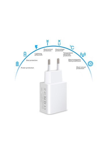 Dofolink Beyaz 18w Hızlı Şarj Usb Adaptörü - Akıllı Telefon, Tablet İçin 140-240v Avrupa Standartı - 12v/1.6a Çıkış