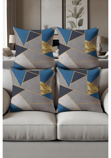 Dijital Baskılı Yumuşak Dokulu 4 Lü Kırlent Kılıfı Takımı 43x43 Cm Krl0020 Renkli
