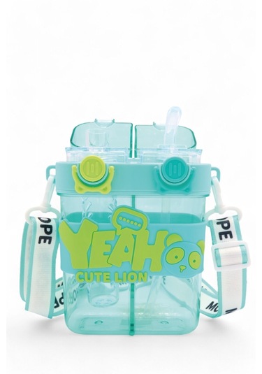 Dekorasyaa Yeah Çift Bölmeli Suluk - Mavi Renkli Boyun Askılı Çift İçimli - Bpa İçermez Mavi