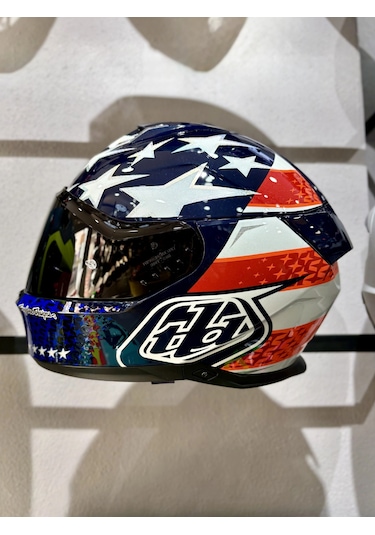 Skwal İ3 Us Flag Ledli Kapalı Kask Şeffaf Vizörlü Kask Mavi Beyaz