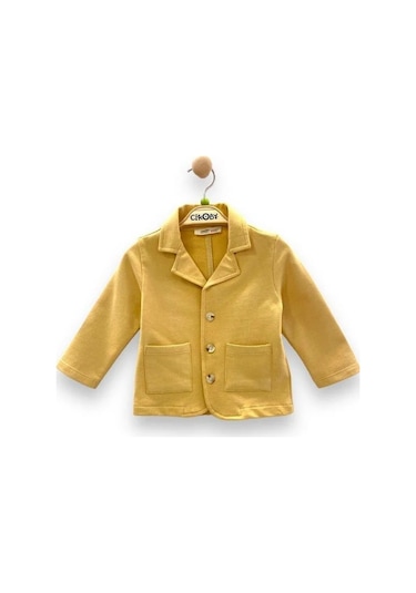 Erkek Bebek Örme Hırka Ceket-13809 Hardal