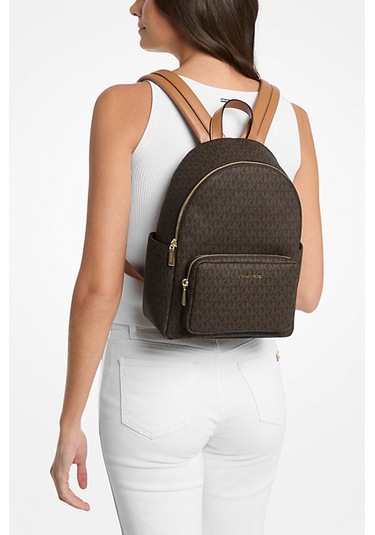 Kadın Tanner Orta Boy İmzalı Logo Sırt Çantası - Kahverengi Kahverengi