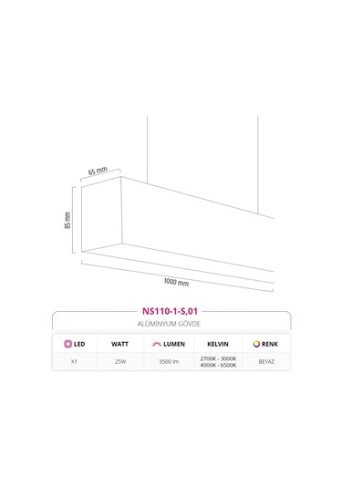 Nevo 100 Cm Linear Sarkıt Ns110-1-S,01