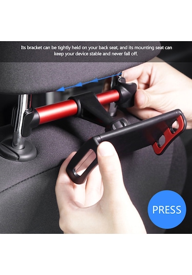 Youmex Siyah Araç Arka Yastık Telefon/tablet Tutucu - 360 Derece Döner - Hafif Ve Dayanıklı - Araç İçi Medya Tutucu Siyah