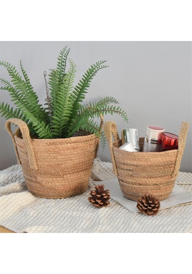Dokuma Elde Taşınabilen Çiçek Sepetleri Rattan Saksılar Saklama Sepetleri B