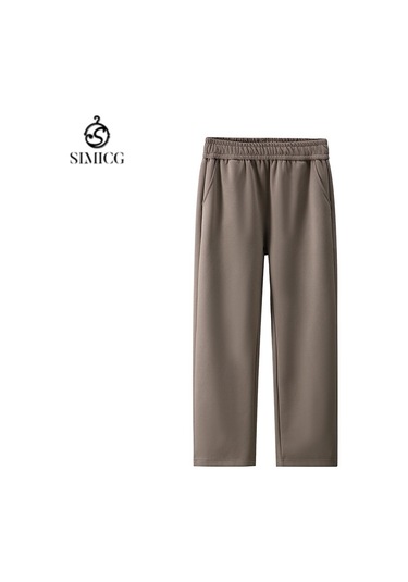 Erkek Rahat Bol Spor Pantolon Düz Renk İlkbahar Sonbahar Kış Erkek Pantolonu Koyu Kahverengi