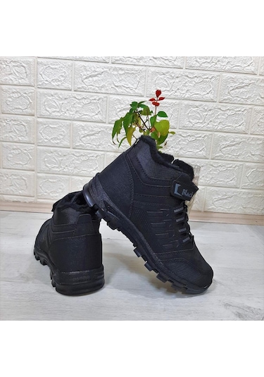 Black Sea 542 Siyah-siyah Kürklü Fermuarlı Cırtlı Erkek Çocuk Bot 001