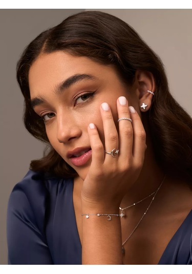 Miestilo 925 Ayar Gümüş, Ay Şeklinde Ayarlanabilir Yüzük 12307400 Beyaz