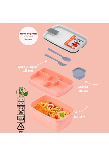 Porsima 3193 Vakumlu Sosluklu 2 Katlı Beslenme Çantası Lunch Box