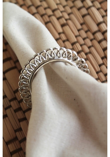 6 Adet Metal Wavy Gümüş Peçete Yüzüğü