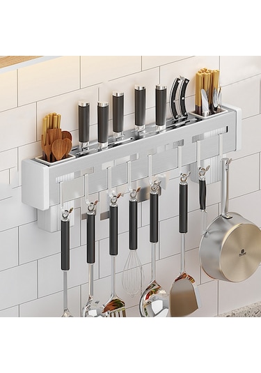 Sones Mutfak Duvara Monte Raf  Delme Çubukları Tutucu, Renk: Fırçalanmış 60cm