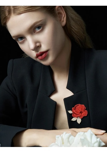 Especailly For You Broş Kırmızı Gül 332897958 Kırmızı