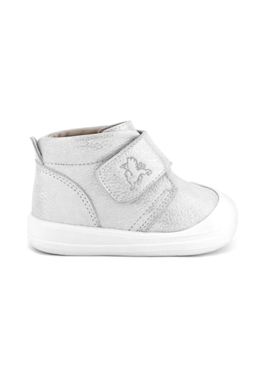 Rakerplus Yoohoo Hakiki Deri Beyaz Simli Cırtlı Unisex Bebek Bot Beyaz