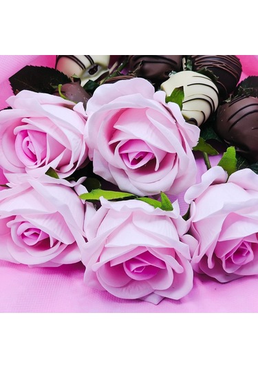 Nin Chocolate Sevgiliye Pembe Çiçek Çikolata Demeti