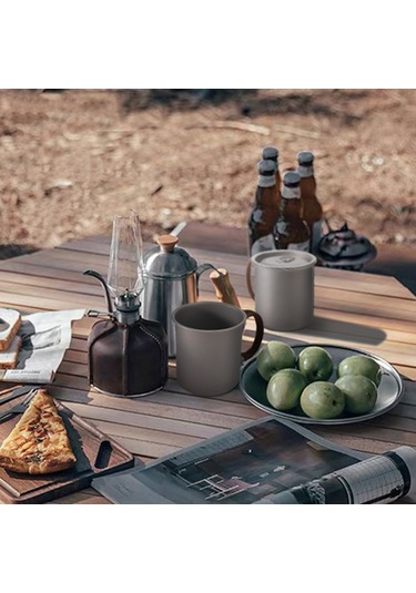 Moveevo Titanyum Matara 450ml Dış Mekan Kahve Bardakları Isıtılabilir Metal İçecek Bardağı Inox