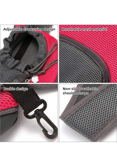 Samdoo Küçük Evcil Hayvanlar İçin透气 Kolluk Çantası - Kedi Köpek Taşıma Çantası, Ayarlanabilir Askı, Güvenli Kilitli - Kırmızı, S Boyutu 3 Kg'a Kadar