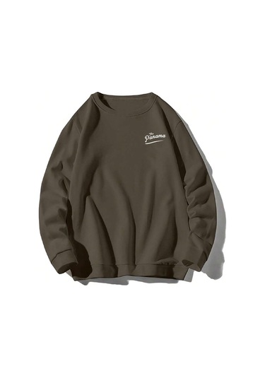 Palmiye Ağacı Ve Harf Grafikli Damla Sweat-trzksw3140 Kahverengi