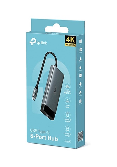 Tp-lınk Uh5020c Type C Port 5'i Bir Arada Usb-c Hub Gri