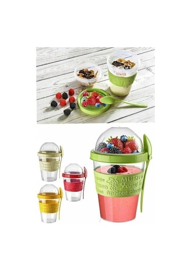 600 Ml Take'N Go Hazneli Kaşıklı Yoğurt Kabı