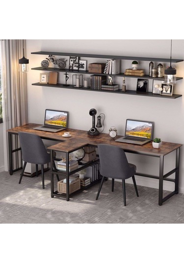 240 Cm Bilgisayar Masası, Ekstra Uzun İki Kişilik Bilgisayar Masa, Oyun Masa 500-c Ceviz