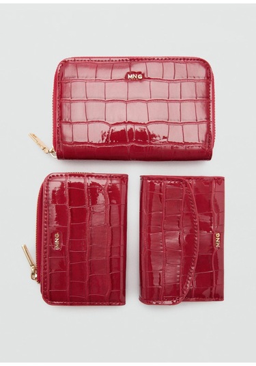 Timsah Derisi Görünümlü Bozuk Para Cüzdanı Kırmızı