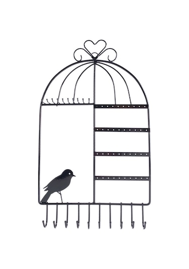 Siyah Metal Bayan Küpe Kolye Standı Dekor St1-47Sy