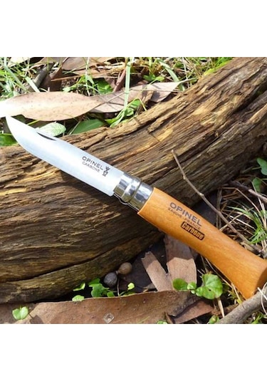 Opinel No 7 Kayın Saplı Karbon Çelik Kamp Çakı Kahverengi