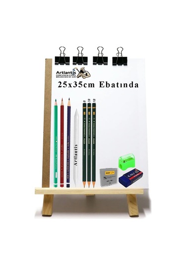 Karakalem Eskiz Çizim Seti Masaüstü Şövale 25x35 Cm Duralit Resim Kağıdı Resim Kalemi Dağırıcı Gölgelendirme Hamur Silgi