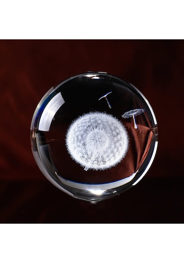 Dekoratif Metal Ayaklı Karahindiba Tasarımlı 3D Cam Küre