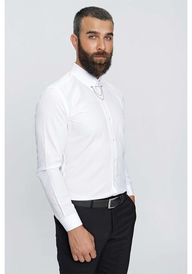 Gk 646 Beyaz Klasik Gömlek Beyaz