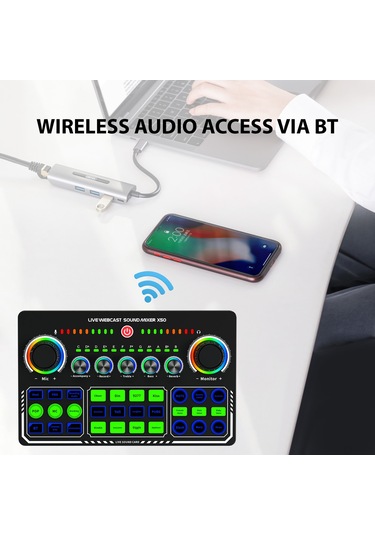 Hfambition X50 Siyah Canlı Yayın Ses Kartı - Telefon Bilgisayar Uyumlu, Otg Dijital Kayıpsız Aktarım, Şarkı İçin Optimal Performans 10.1"