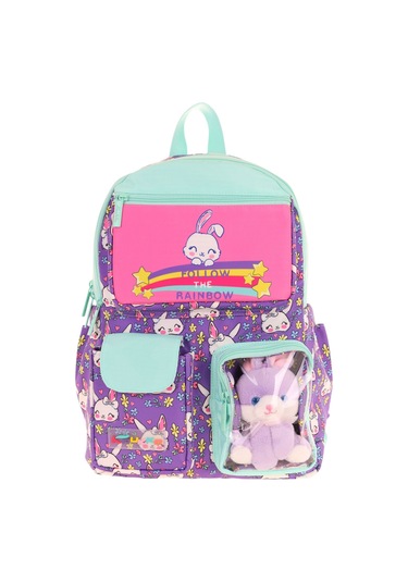 Elatae Su Geçirmez Kumaş Kız Çocuk Çok Gözlü Ortopedik Sırt Okul Çantası L5242 Lila