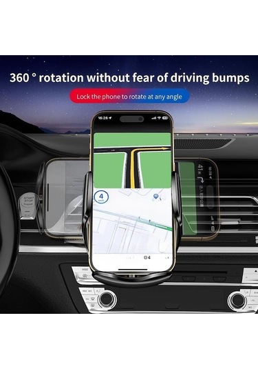 Tongxida 2024 Magic Q95 Kablosuz Şarj Tutucu 15w İndüksiyon Navigasyon Araç Tutucu Otomotiv Cihaz Montaj Siyah