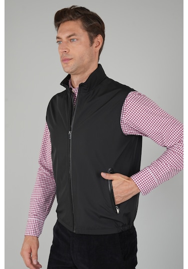 Bisse Siyah Polo Yaka Cepli Polyester Kışlık Erkek Yelek Ylk24k24001 D99 Siyah